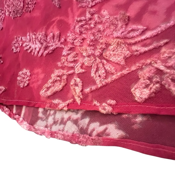 VTG Morgan Taylor Intimates Sleepwear Slip Dress Pink Velvet Burnout Sheer Small - Picture 4 of 14